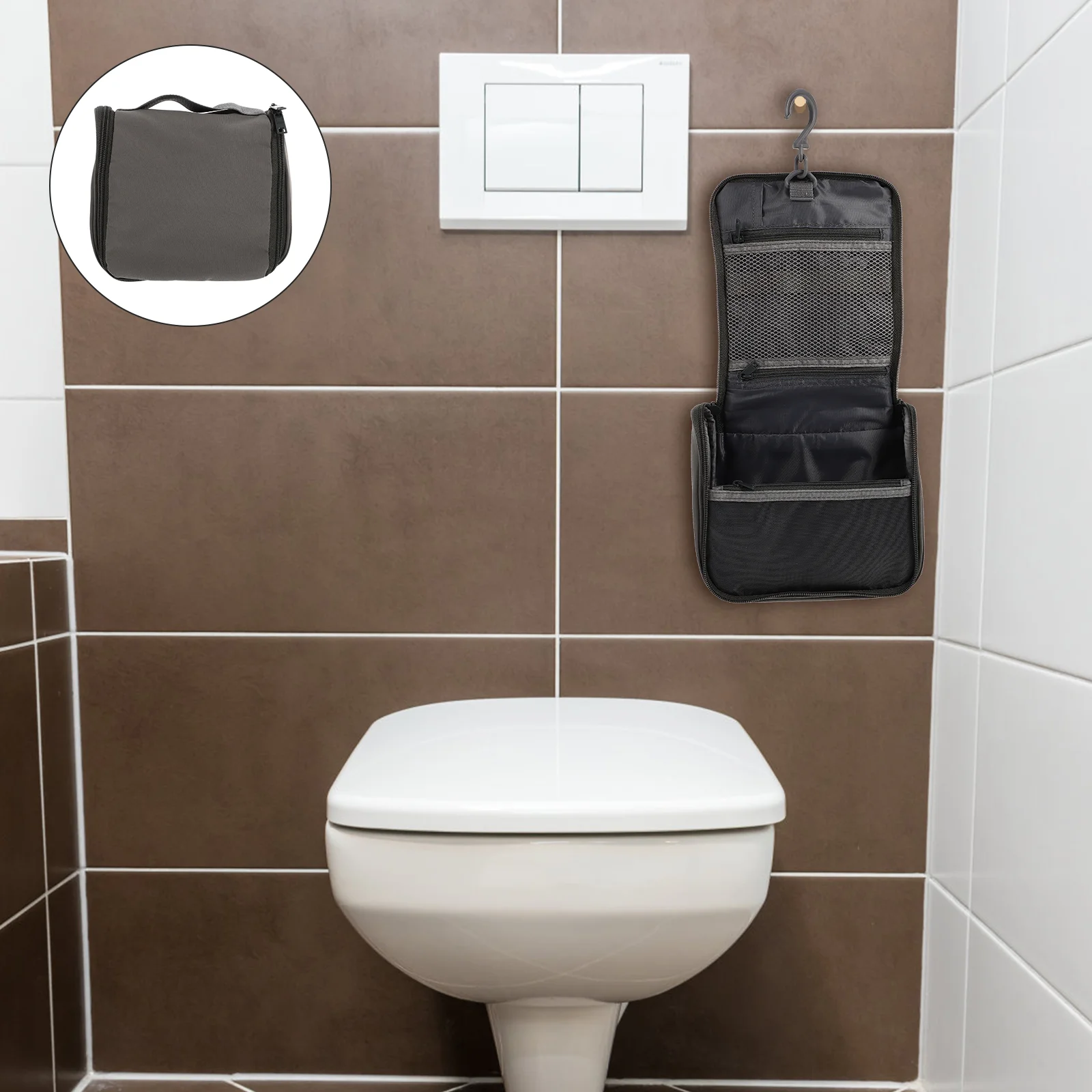 

1pc Practical Bath Bag Large Capacity Toiletry Pouch Multipurpose Storage Bag (Grey)