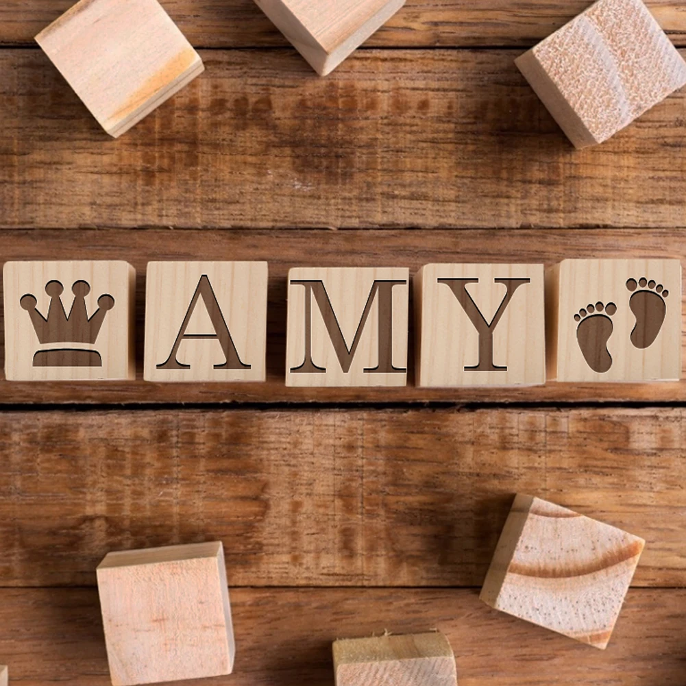 

Home Baby Blocks Toys 7cm Letter Logo Pattern Customized Square Wooden Block Bedroom Decor Ornaments Personalized DIY Chic Gifts
