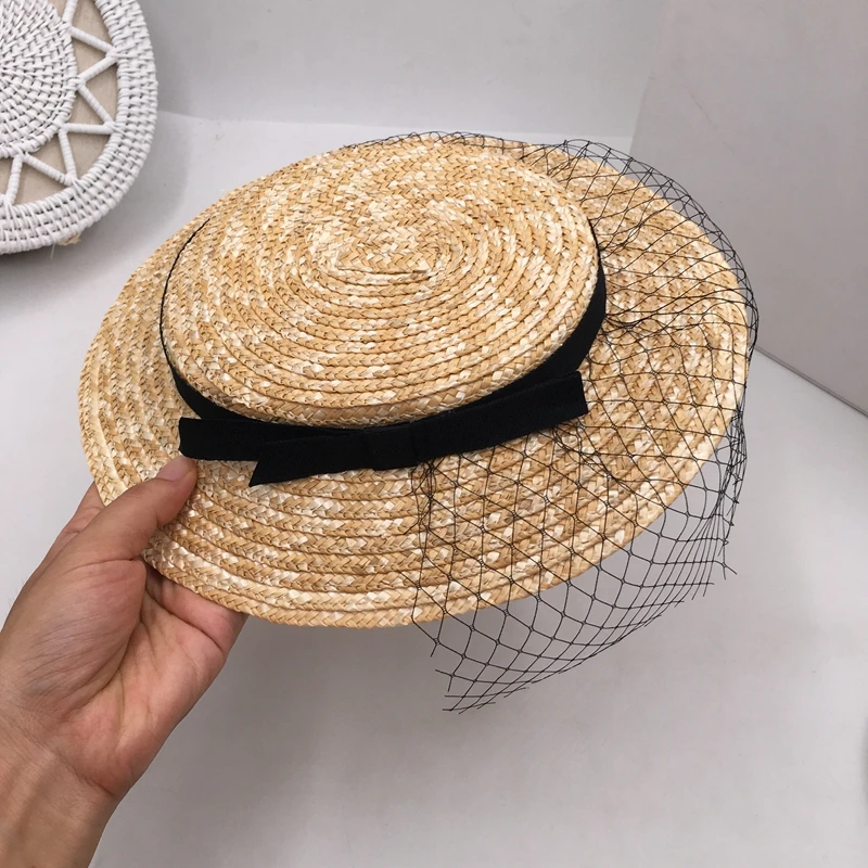 Модные женские соломенные головные уборы аксессуары вуалетки для женщин с