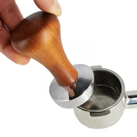 1pcs coffee press with wooden handle steel espresso hammer supplies powder press for home tamper manual distributor y7h9