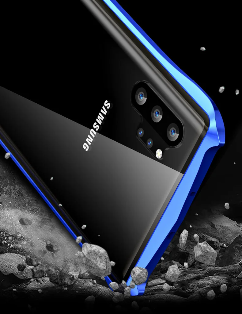 Магнитный чехол для samsung Galaxy Note10 Plus 5G, прозрачный металлический стеклянный магнит, защитный чехол для samsung note 10 360
