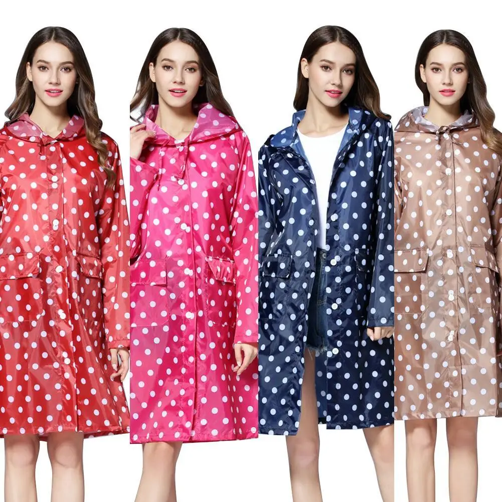 חדש הגעה אופנה חמוד נקודות מעיל גשם נשים פונצ 'ו עמיד למים גשם ללבוש חיצוני מעיל מעיל חליפת סיטונאי Dropshipping