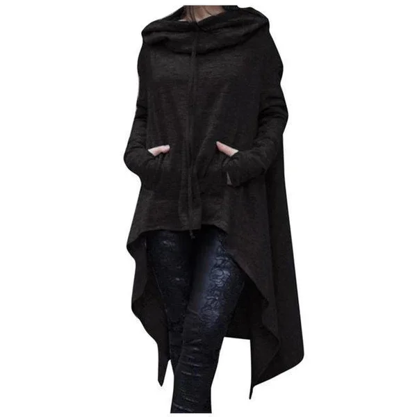 

Autumn Plus Size Women Asymmetric Hoodie Solid Color Long Sleeve Hem Fishtail Hoodie Sweatshirt Pullover women's hoodies