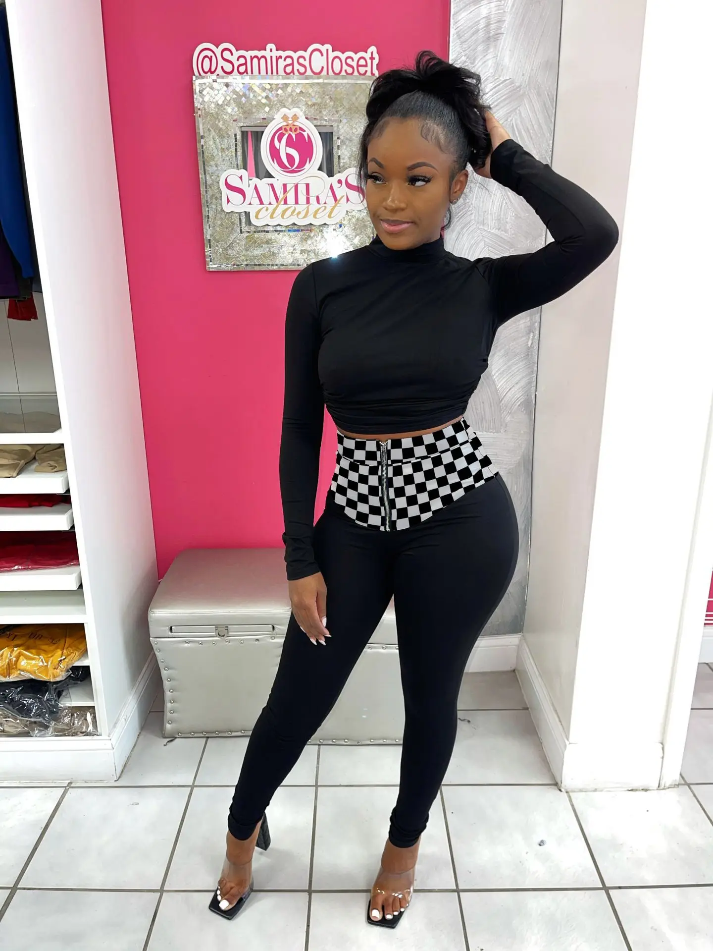 

2022 Sexy Strap Jacket and Pencil Pants Plaid Print Two-piece Set