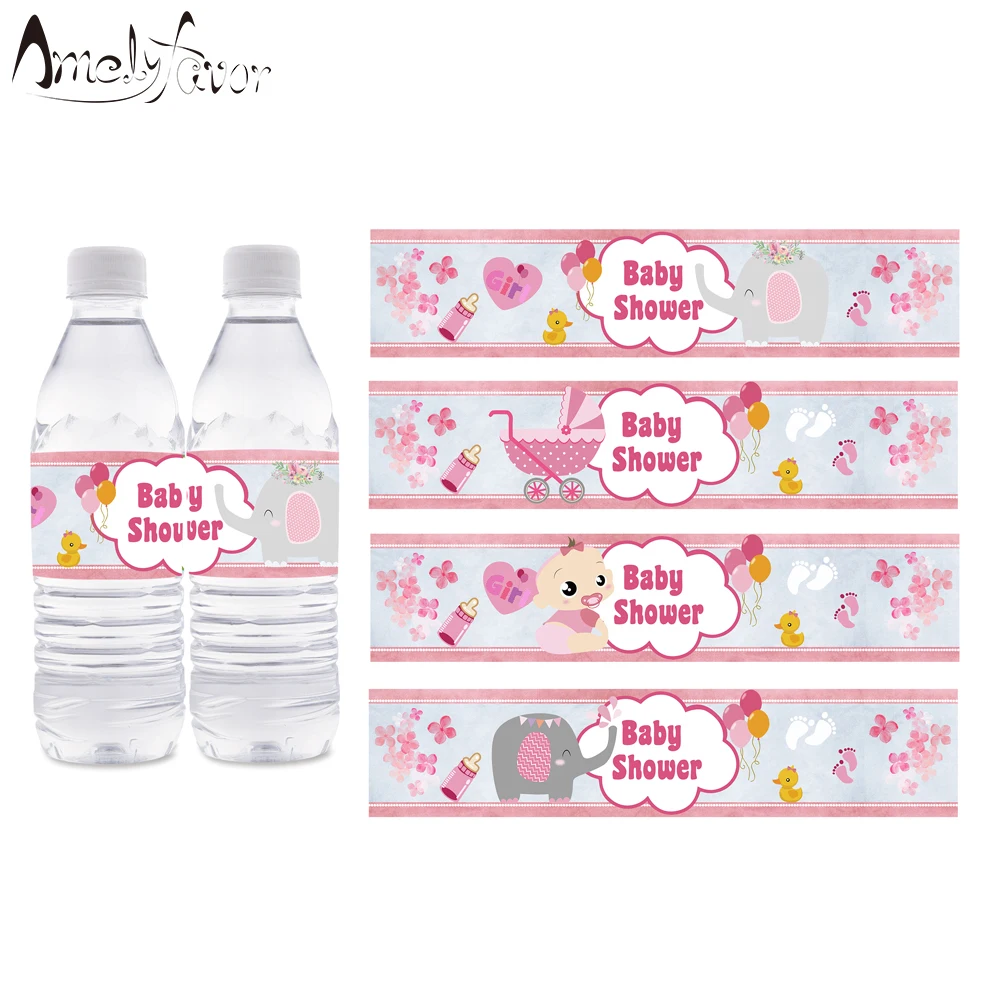 

Girl Baby Shower Theme Party Bottle Labels Decoration girl Birthday Event Party Decorations Supplies Personalized Bottle Wrapper