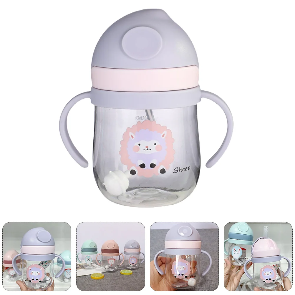 

1Pc Spill Proof Sippy Cup with Straw Baby Water Bottle Lovely Drinking Cup (Assorted Color)