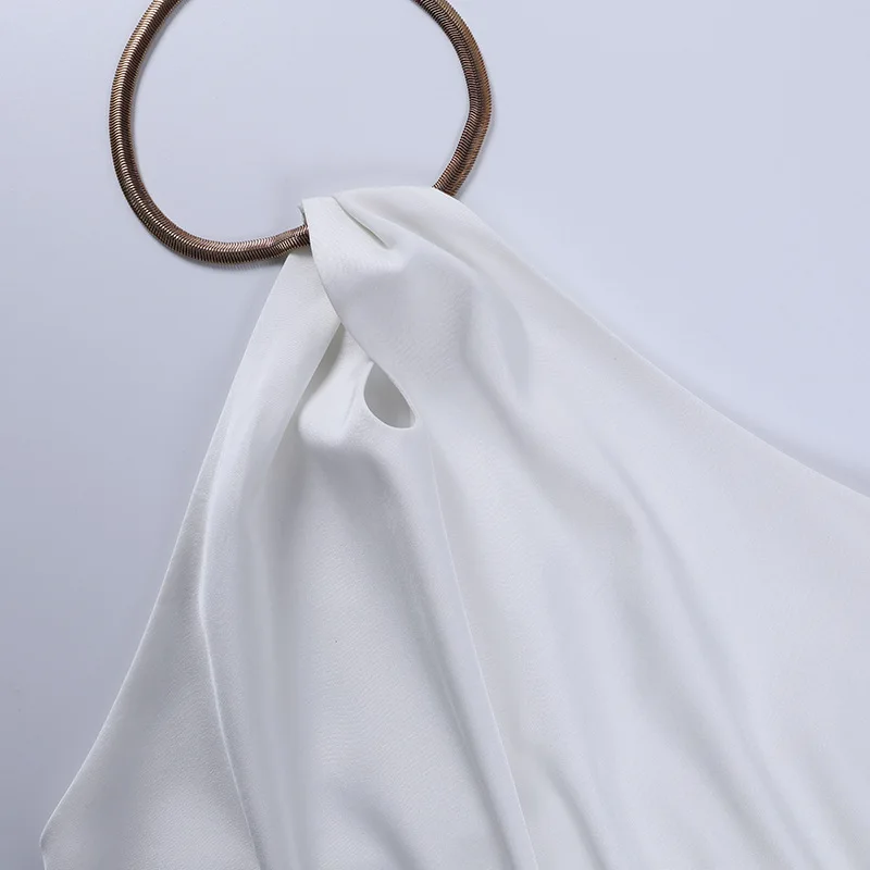 

BOOFEENAA Metal Chain Halter Top Sexy Vacation Summer Clothes for Women Loose Backless Cute Crop Tank Tops 2021 C76-BI15