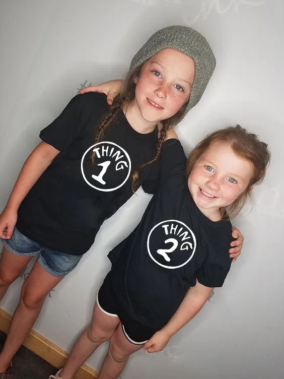 Вещь 1 2 вещи Детская крутая футболка Одинаковая одежда для семьи двойная с