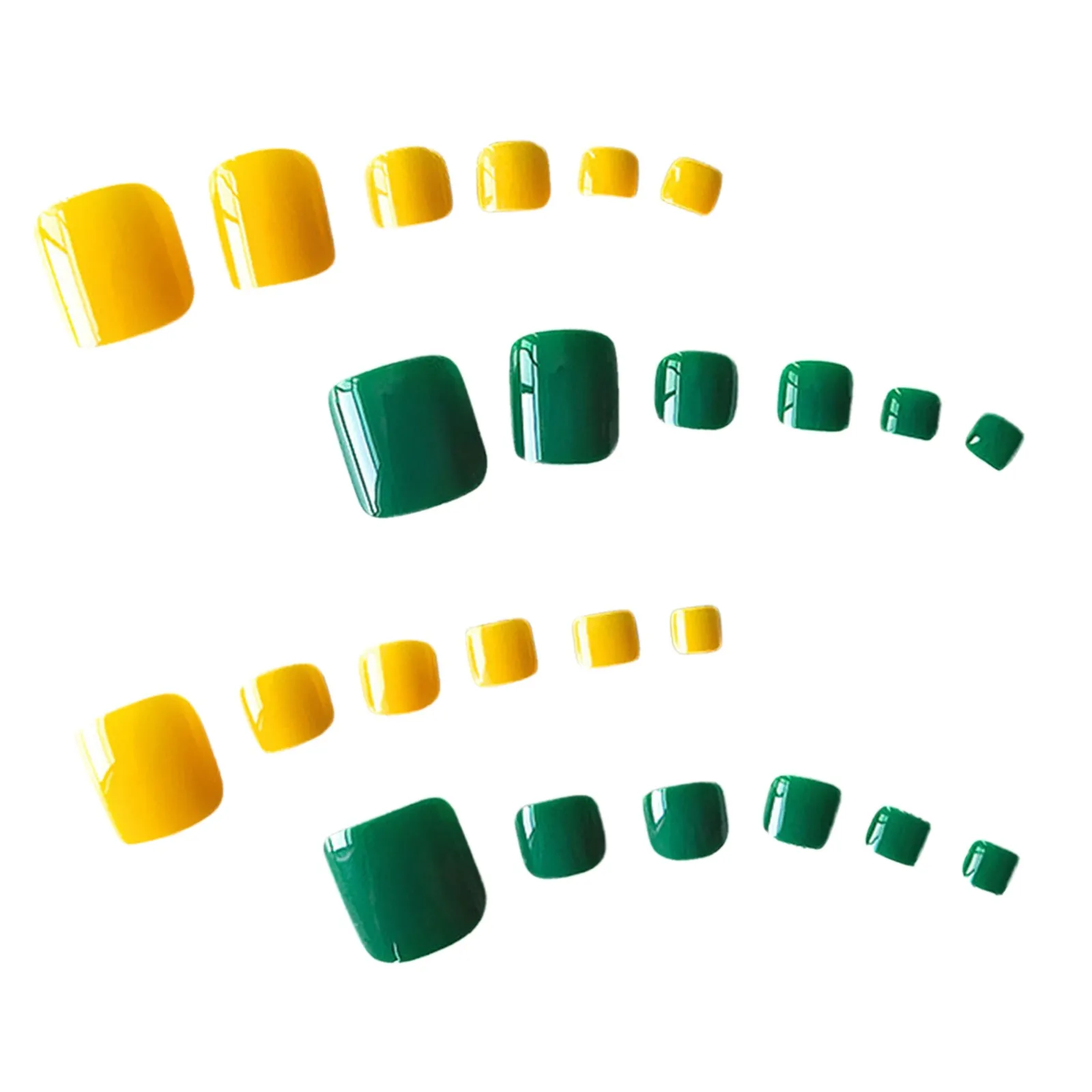 

Bright Green Acrylic Fake Toe Full Paste Nails Square Press Nails For Girls Articficial Candy Macaron Color False Toenails Girls