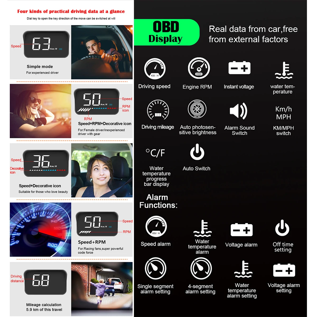 Car OBD GPS dual system Hud Speedometer multifunctions Head Up Display Digital Speed Windshield Projector built-in a lens hood | Автомобили