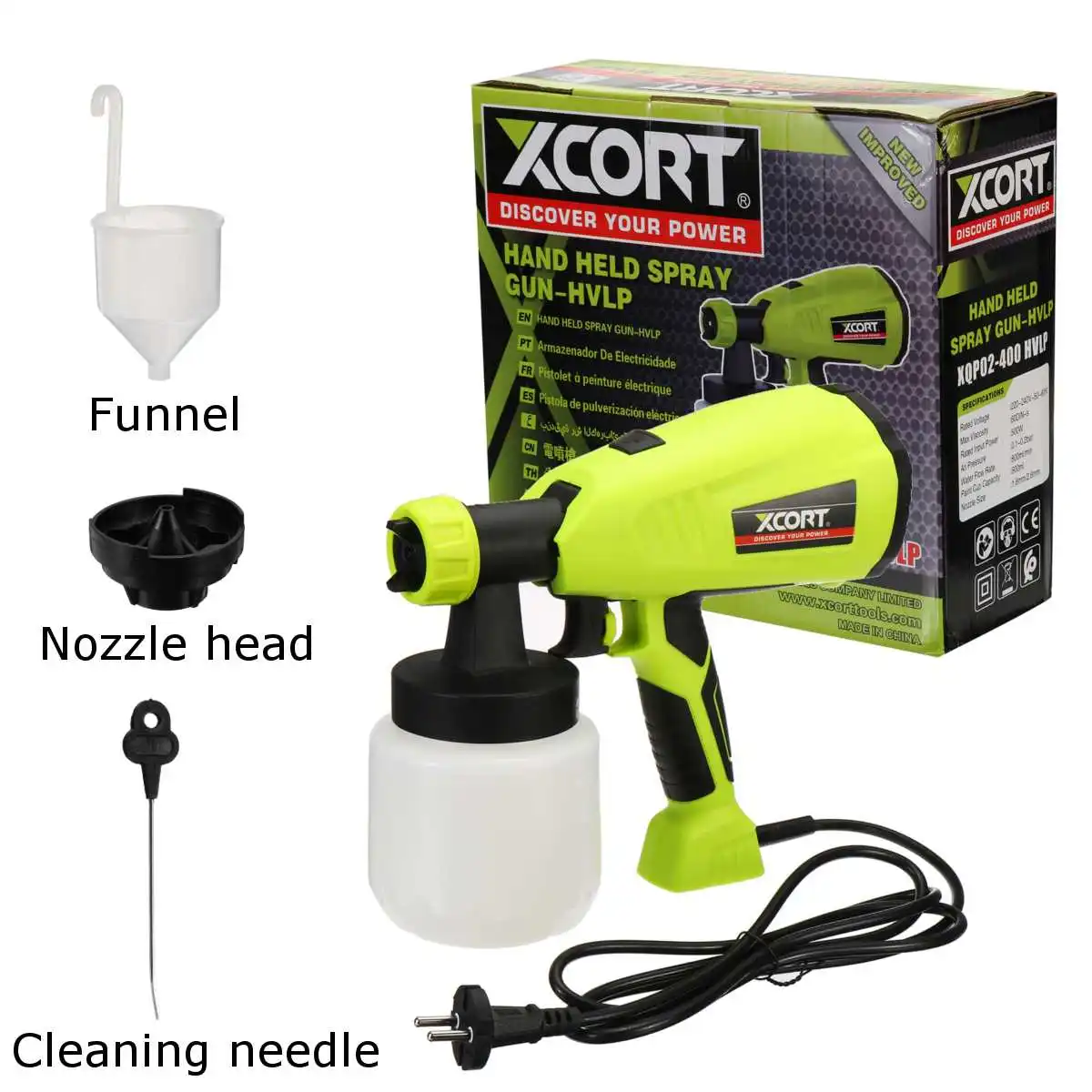 

500W Electric Spray Gun HVLP Paint Gun High Power Electric Paint Sprayer +Nozzle Sizes Flow Control 1800ml Capacity PROSTORMER