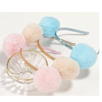 Childrens Color Sequined Ball Headband Autumn And Winter Models Of Rabbit Fur Hair Band Cute Girl Headwear