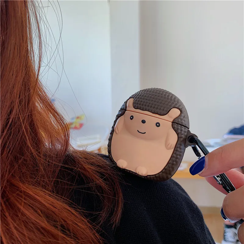 

For AirPods 2 Case 3D Lovely Hedgehog Cartoon Soft Silicone Wireless Earphone Cases For Apple Airpod Case Cute Cover Funda