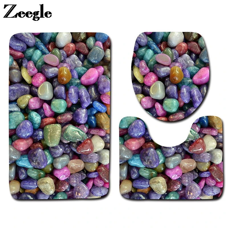 

Коврик для ванной и коврик для туалета в ванной комнате с противоскользящим камнем, подушка для сиденья унитаза, набор водонепроницаемых вп...