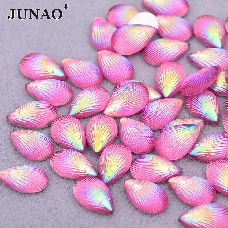 8X13mm Pink AB JUNAO 7x15 мм розовые AB Стразы «лошадиный глаз» аппликация с плоской задней частью из смолы, драгоценные камни, украшение из кристаллов, не исправляющие стразы, бусины для рукоделия - Цвет: 8X13mm Pink AB