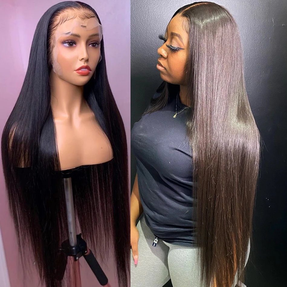 Chinese Smooth Soft Straight Wig 13x6 Lace Front Human Hair Wigs Pre Plucked Glueless Remy13*4 Lace Closure Wig 8-30 Inch 180%