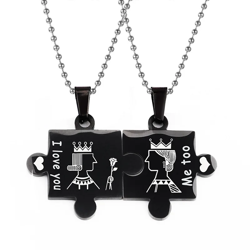 

New Fashion Hot Selling Stainless Steel Ins Couple Rotating Smiling and Double Face Necklace