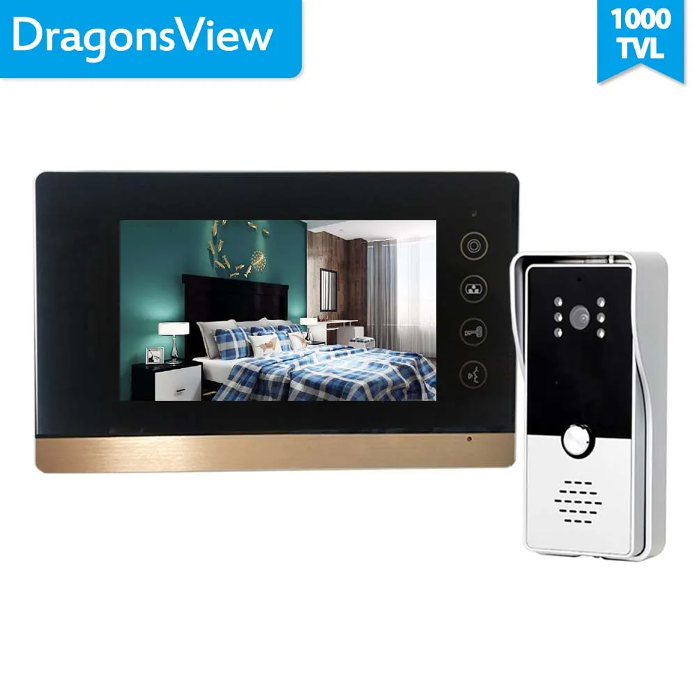 Dragonsview 7 Inch Video Deurtelefoon Intercom Systeem Deur Toegangscontrole Kit Dag Nachtzicht Unlock Monitor Talk Waterdicht