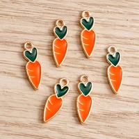 10pcs 516mm love heart carrot charms for jewelry findings handmade crafts cute enamel charms pendants diy necklaces earrings