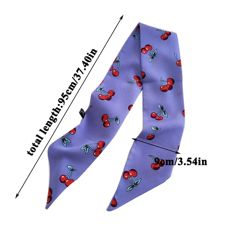 

Floral Print Long Skinny Hair Scarf Small Flower Narrow Long Scarf DIY Tie Ribbon Streamers Thin Scarves Bag Accessories Ribbon