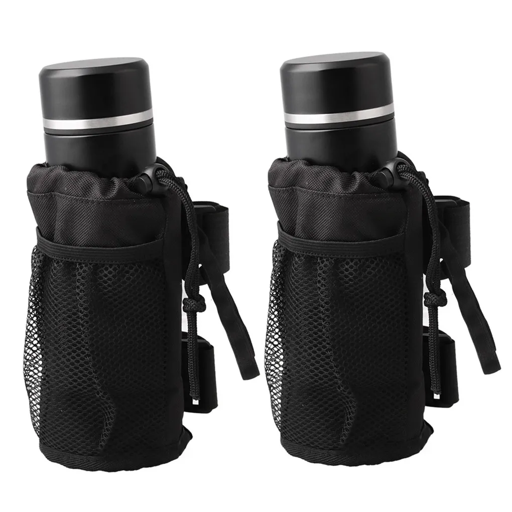 2pc Bike Cup Holder Bag Wheelchair Stroller Bar Drink Bottle Storage Pouch Oxford Fabric Pocket Outdoor Water | Спорт и развлечения