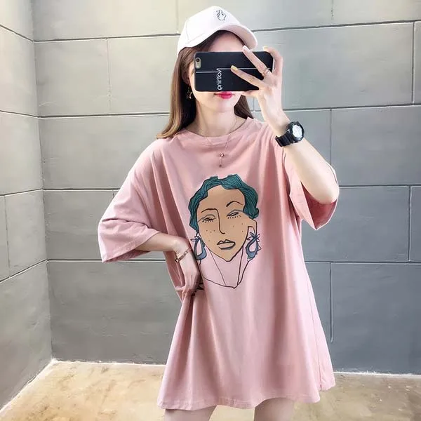Xian 517 fen Лето, повседневные женские футболки Ulzzang, уличная одежда kawaii, мультяшный принт, футболка в Корейском стиле, Топы Harajuku, футболка с коротким рукавом - Цвет: Xian 517 fen