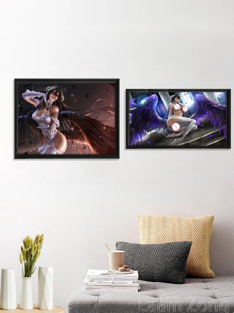 Albedo Обнаженная девушка мультфильм сексуальный аниме плакат искусство шелковые