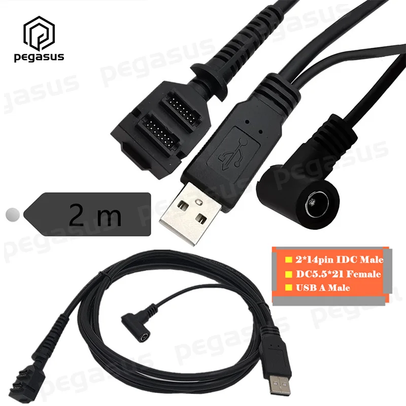 

Кабель USB, двойной 14-контактный разъем 1,27 IDC/USB 2,0 AM +, зарядный кабель 5,5x2,1 мм, разъем постоянного тока, кабель питания для Verifone VX805 VX820