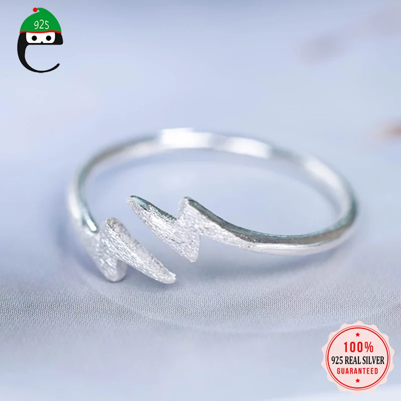 Женское кольцо с молнией ElfoPlataSi открытое из 100% настоящего серебра 925 пробы размер