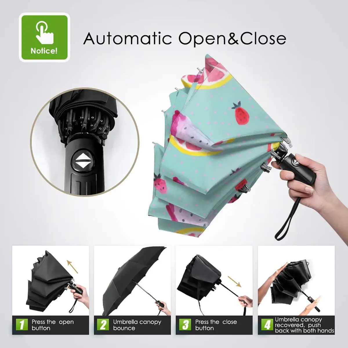 Offerte Resistente Al Vento Pieghevoli Donne Ombrello Automatico Auto Tropical Frutta Esotica Acquerello Antivento Ombrelli Da Pioggia Per Gli Uomini Parasole