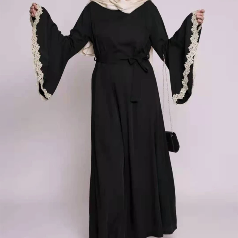 Женское свободное платье с рукавом-фонариком, на завязках