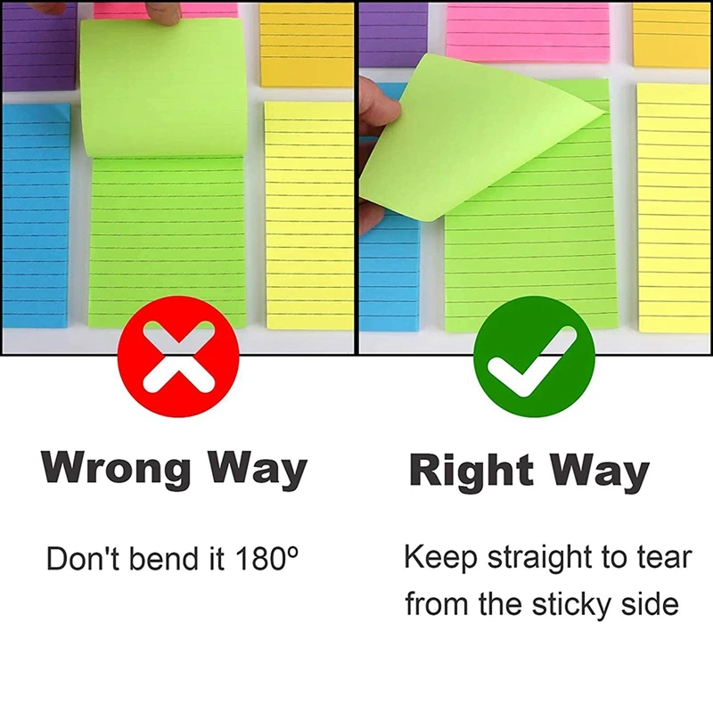 

Sticky Notes, 6 Colors Lined Self Stick Memo Pads Large Stick Notes Note Pads for Office, School and Home Uses