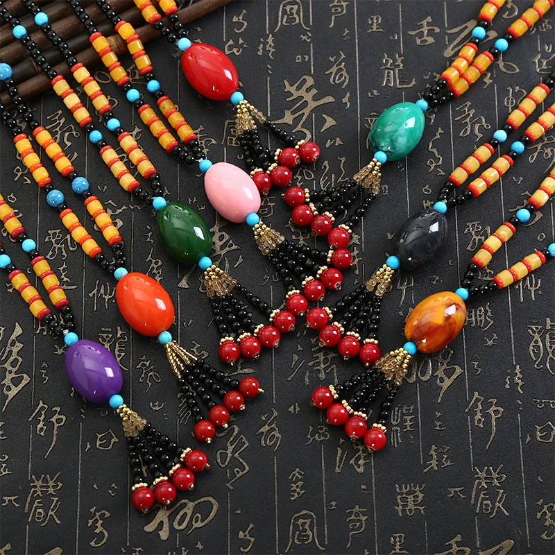Women Lady Vintage Long Pendant Necklace Handmade Ethnic Beads Sweater Chain Jewelry | Украшения и аксессуары