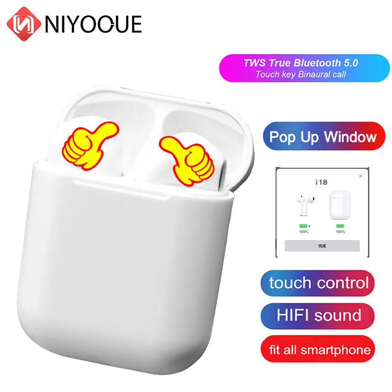 I18 Tws Мини Bluetooth наушники Спортивная гарнитура беспроводные наушники-вкладыши Наушники всплывающие сенсорный наушник с микрофоном для телефона