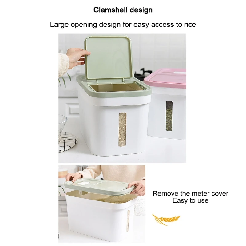 

10Kg Rice Container Transparent Storage Box Rice Cylinder Barrel Grain Bucket Insect-Proof Moisture-Proof Kitchen Supplies