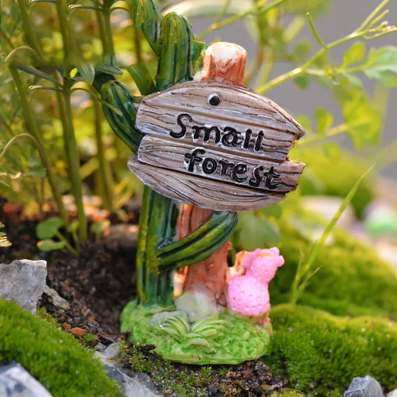 AQ простой стиль маленький лес кактус деревянный уличный знак торт на день