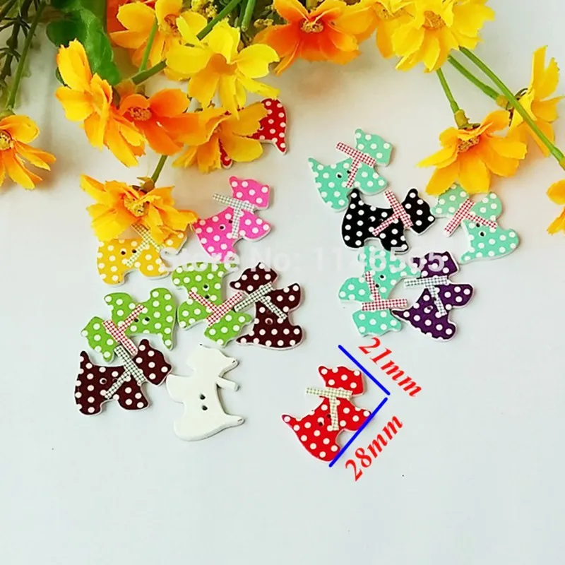 Декоративные деревянные пуговицы цветные для одежды в форме собаки декоративные