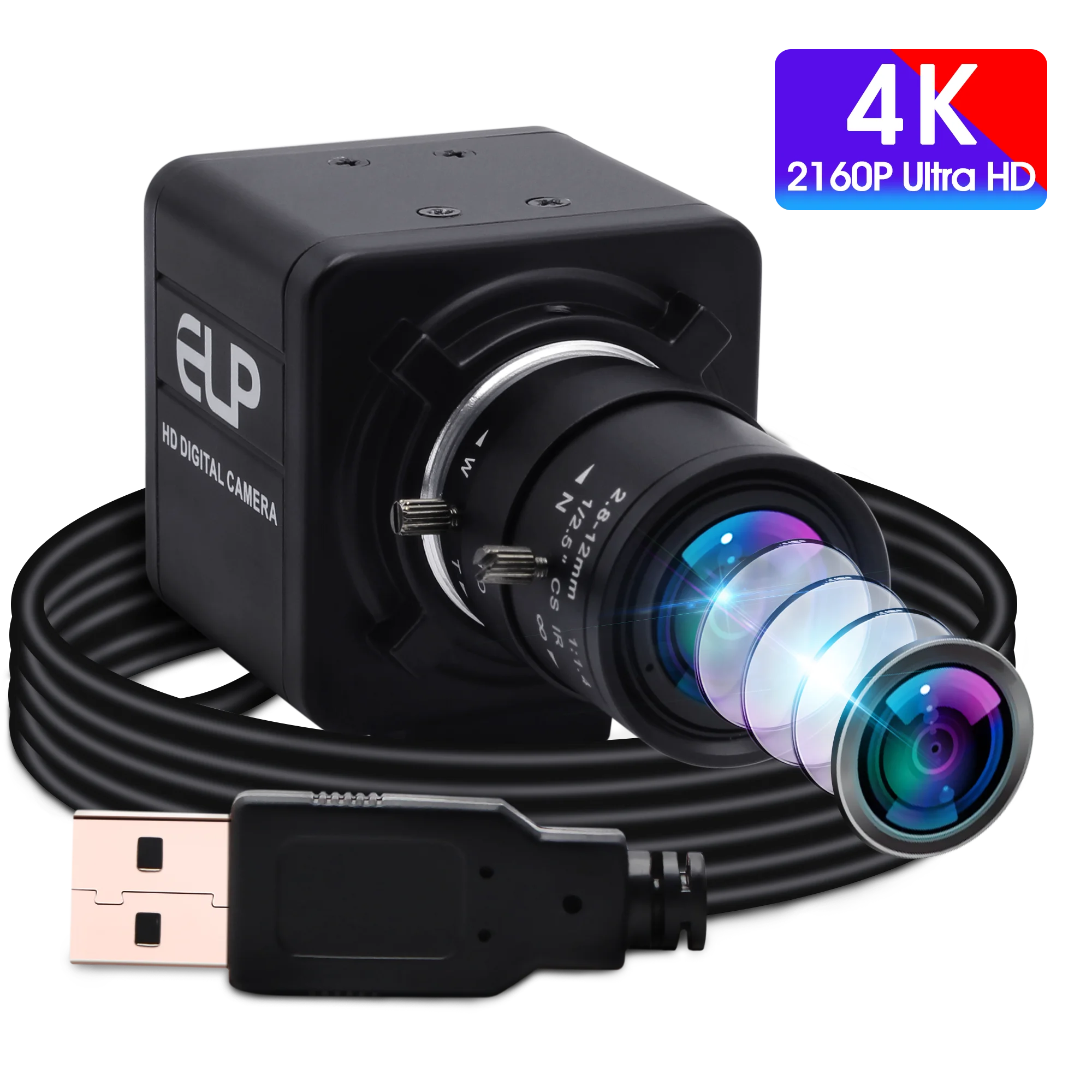

4K USB Camera 3840x2160 30fps Sony IMX415 Sensor Manual Zoom Varifocal 8MP USB Webcam Video Camera for Live Streaming,Teaching