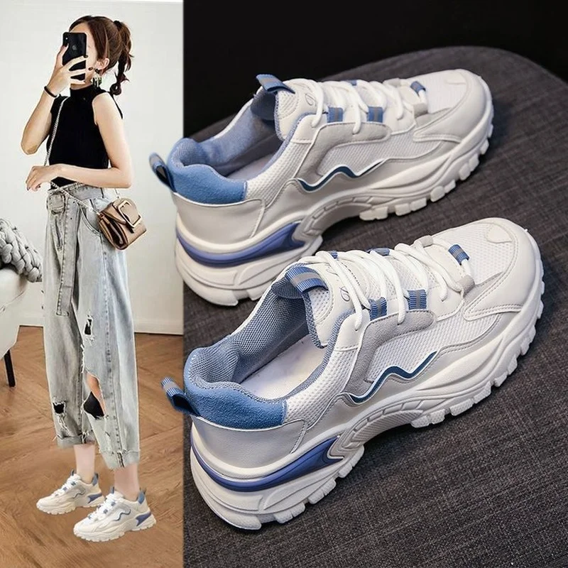 

Shoes sneakers Fashion New Casual Lace Up Platform Shoes Comfortable Breathable Casual Dad Shoes 2021 Autumn Women Vulcanize