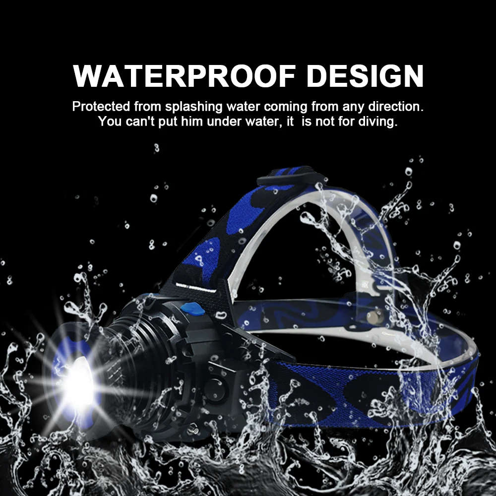 Водонепроницаемый светодиодный налобный фонарь перезаряжаемый Q5 СВЕТОДИОДНЫЙ