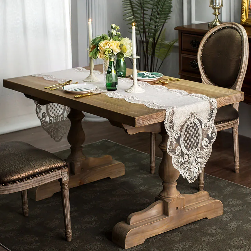 

Европейская бархатная ткань, кружевная вышитая отделка, скатерть, коврик для флага, домашний роскошный отель, вилла, Рождественский Свадебн...