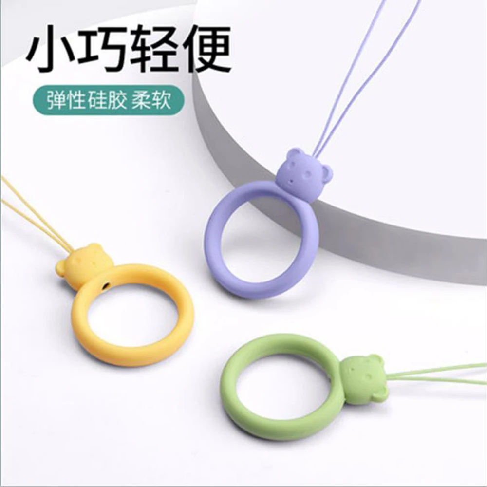 Силиконовое кольцо с медведем жидкий силиконовый шнурок для сотового телефона
