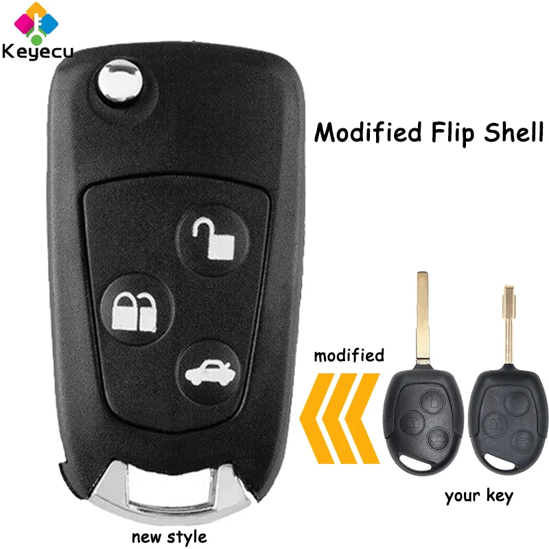 KEYECU модифицированный флип-чехол для дистанционного ключа автомобиля брелок с 3
