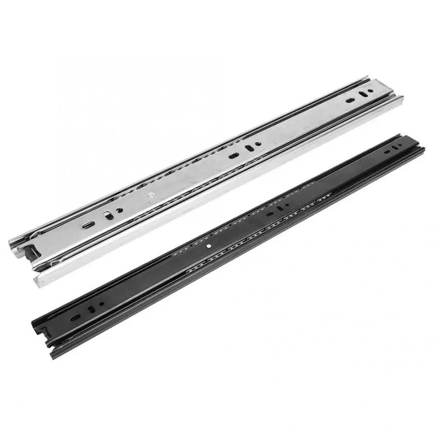 2Pcs 14in Drawer Slide Telescopic 3 Section Cold Rolled Steel for Mobile Cabinet White/Black sliding mechanism door fittings |