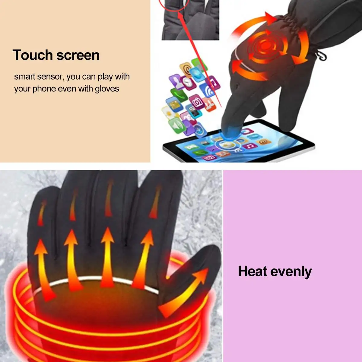 

2Pcs Unisex Electric Heated Glove Waterproof Moto 3 Temperature Adjustmen Thermal Winter Motorcycle Racing Fishing Skiing Gloves