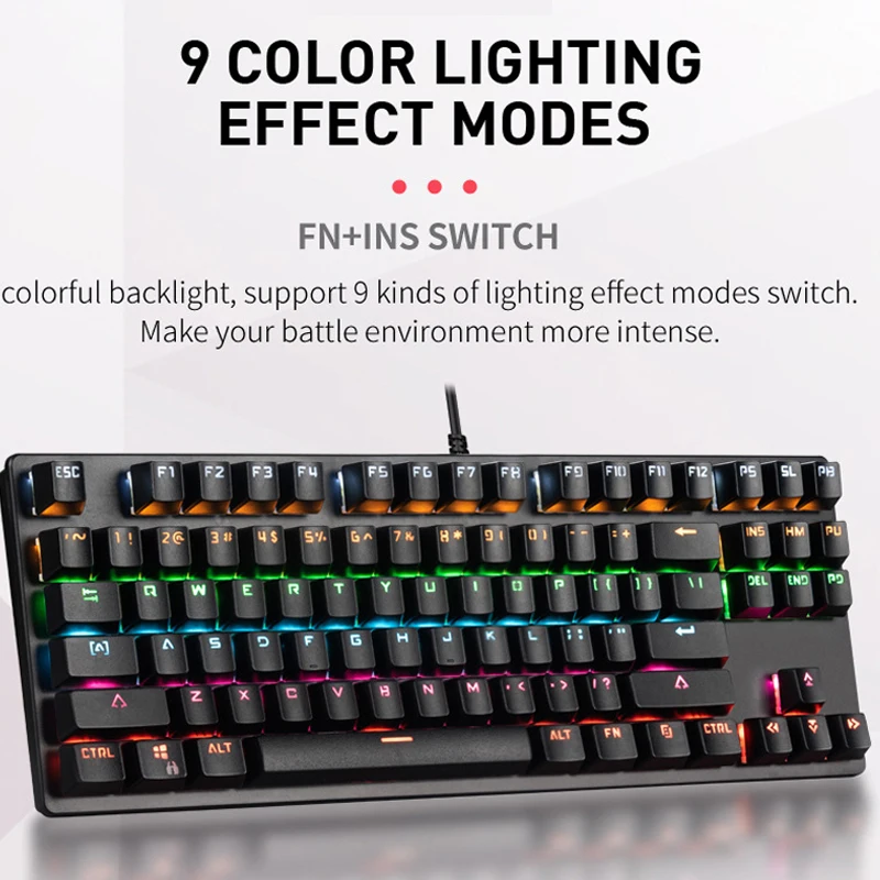 USB Wired Gaming Keyboard 87 Keys Computer Mechanical With Backlight Waterproof Dustproof Game For Laptop PC | Компьютеры и офис