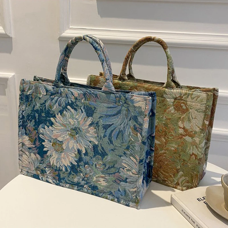 

Tote bag female new style trendy large-capacity new Korean fashion painted handbag canvas texture one-shoulder armpit tote bag