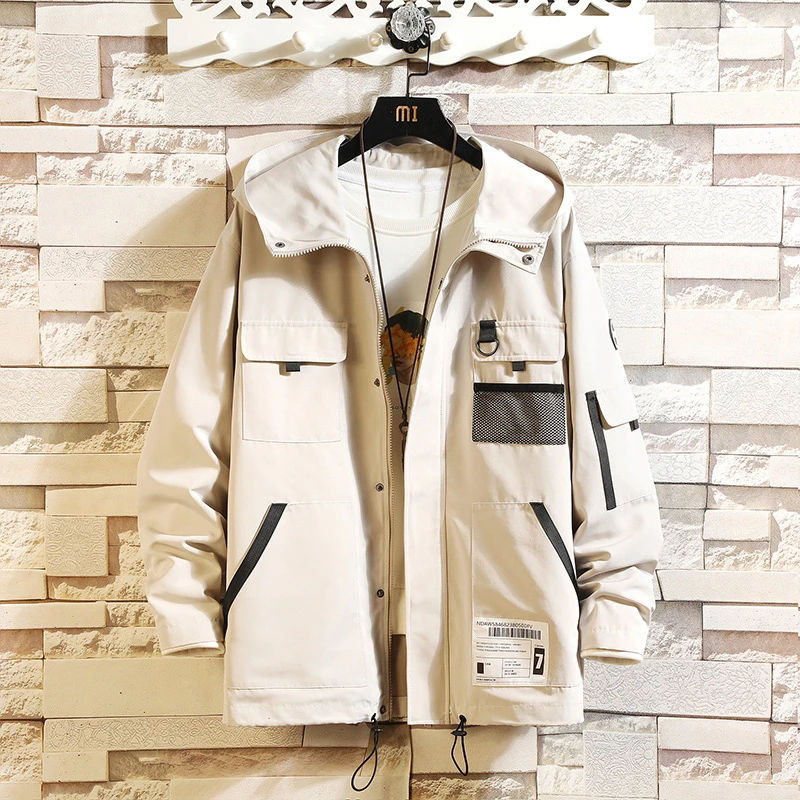 

Spring Wear New Tooling Hooded Casaco Masculino Jaqueta Masculina Youth Fashion Day Large Size Loose Jacket Men's Windbreaker