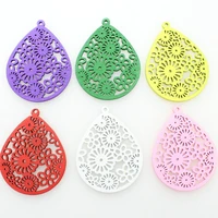 120pcs large white filigree wood wooden pendants for earrings statement jewelry diy