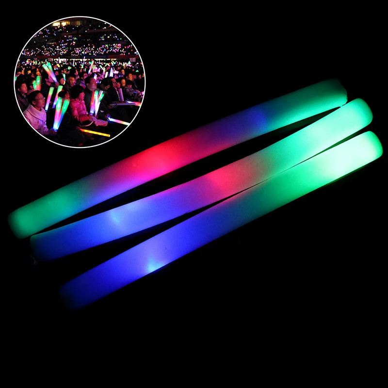 

1Pcs Light Up Multi Color LED Foam Stick Wands Rally Rave Cheer Batons Party Flashing Glow Stick Light Sticks